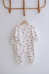 Lilabio Long Sleeve Zippered Baby Romper Cherry Pattern