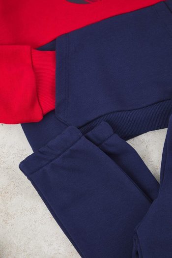 Trendyolmilla Kids Red Cotton Color Block Hoodie Set for Boys