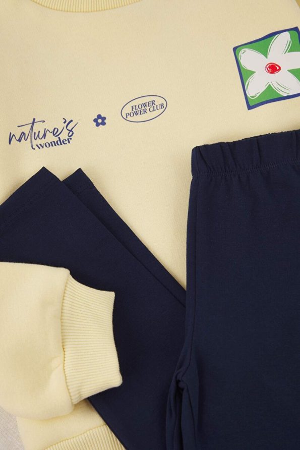 Trendyolmilla Kids Yellow Cotton Oversized Slogan Knit Set