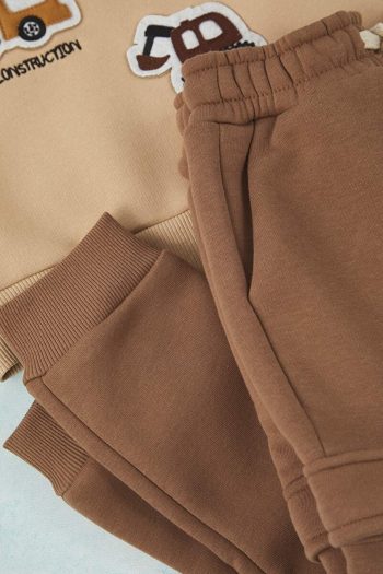 Trendyolmilla Kids Camel Printed Cotton Oversized Set for Boys