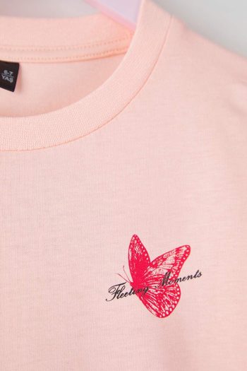 Trendyolmilla Kids Light Pink Girls' 100% Cotton Animal Print Regular Knit T-Shirt