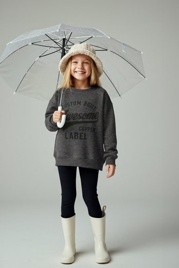 Trendyolmilla Kids Dark Gray Cotton Fleece Lined Slogan Print Girls' Knit Set