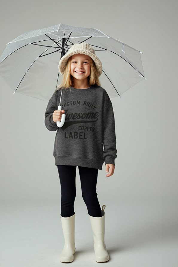 Trendyolmilla Kids Dark Gray Cotton Fleece Lined Slogan Print Girls' Knit Set