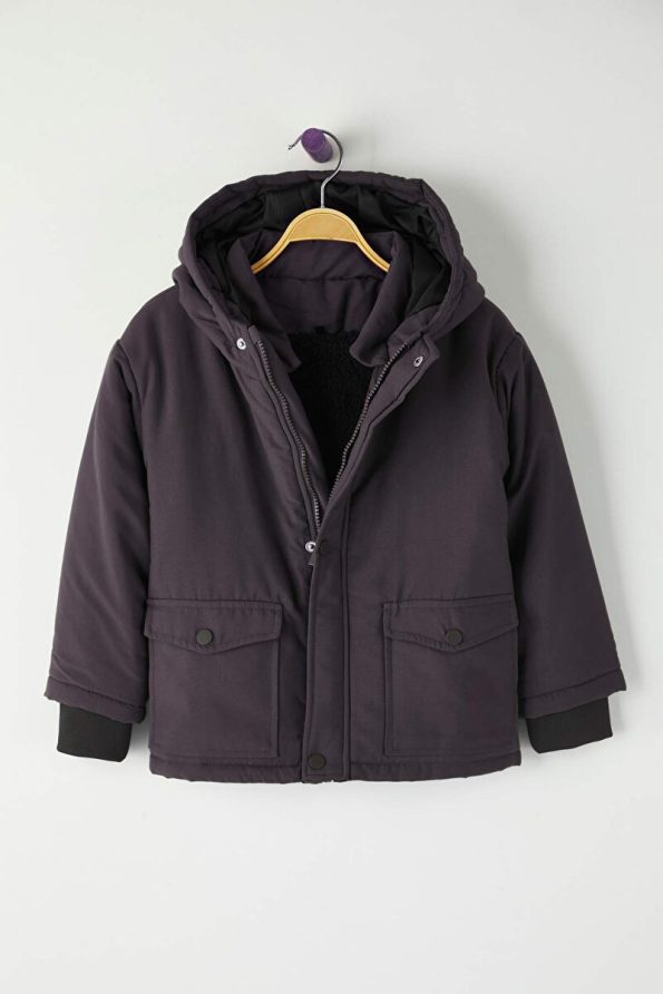 Trendyolmilla Kids Dark Gray Regular Fit Hooded Jacket for Boys