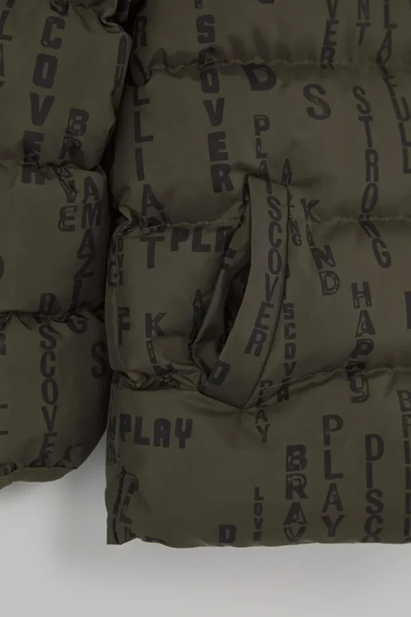 Trendyolmilla Kids Olive Green Boys' Geometric Print Hooded Jacket