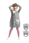 MSHB&G Shawl Collar Cat Pocket Plush Grey Winter Dress for Girls