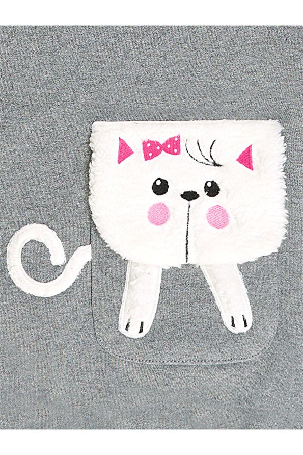 MSHB&G Shawl Collar Cat Pocket Plush Grey Winter Dress for Girls