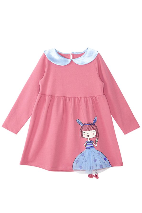 MSHB&G Rabbit Girl Baby Collar Blush Long Sleeve Dress