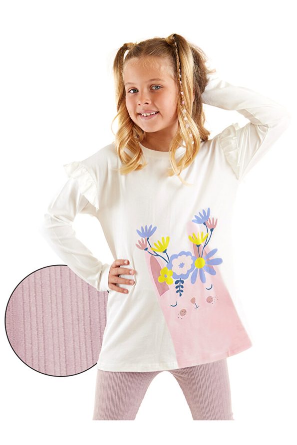 Floral Bunny Girl Velvet Leggings and Tunic Set