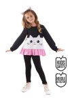 Denokids Ruffled White Cat Girl T-Shirt and Leggings Set