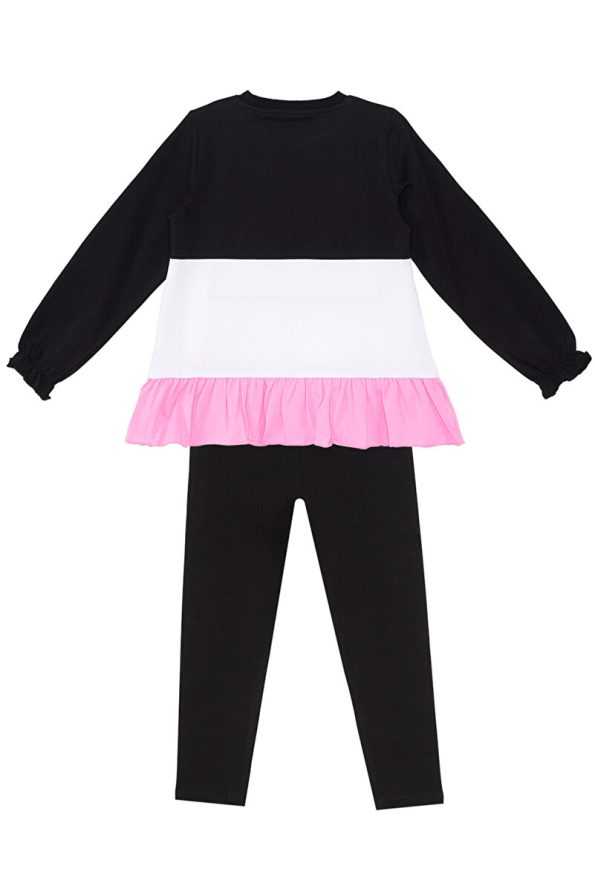 Denokids Ruffled White Cat Girl T-Shirt and Leggings Set