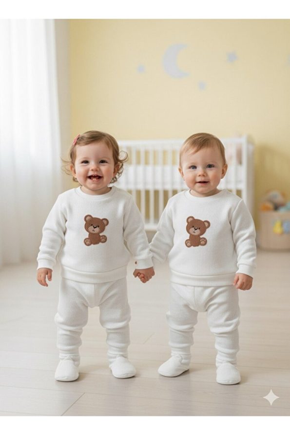 Feyza Cotton Waffle Fabric Animal Print Baby Set