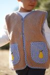 Cherry Kids Brown Teddy Vest with Pear Embroidery