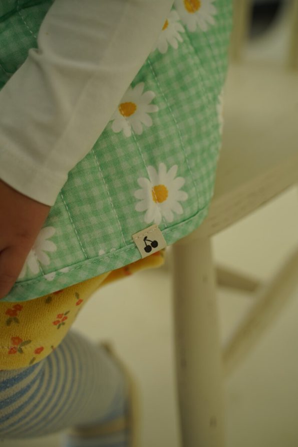 Cherry Kids Daisy Print Green Plush Baby Vest