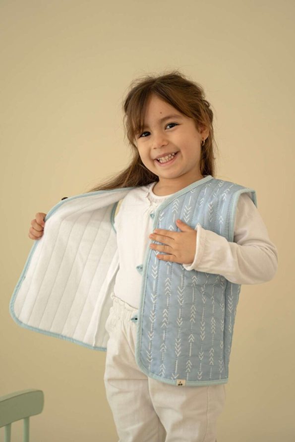 Kirazkids Blue Patterned Plush Baby Vest
