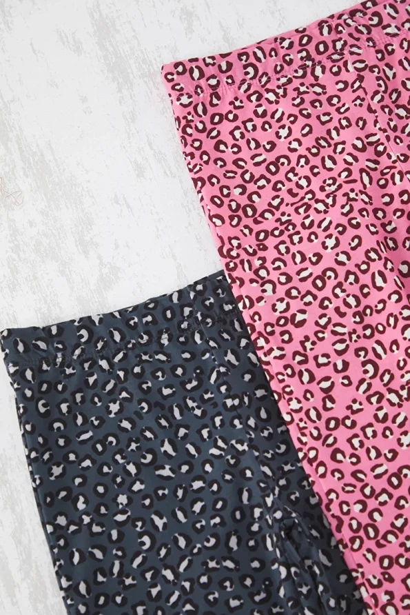 Trendyolmilla Kids Black-Pink 2-Pack Printed Leggings for Girls