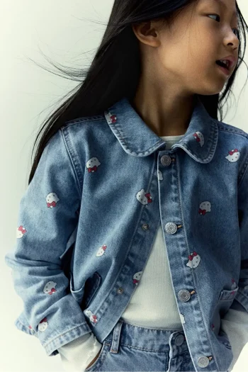 H&M Printed Cotton Denim Jacket