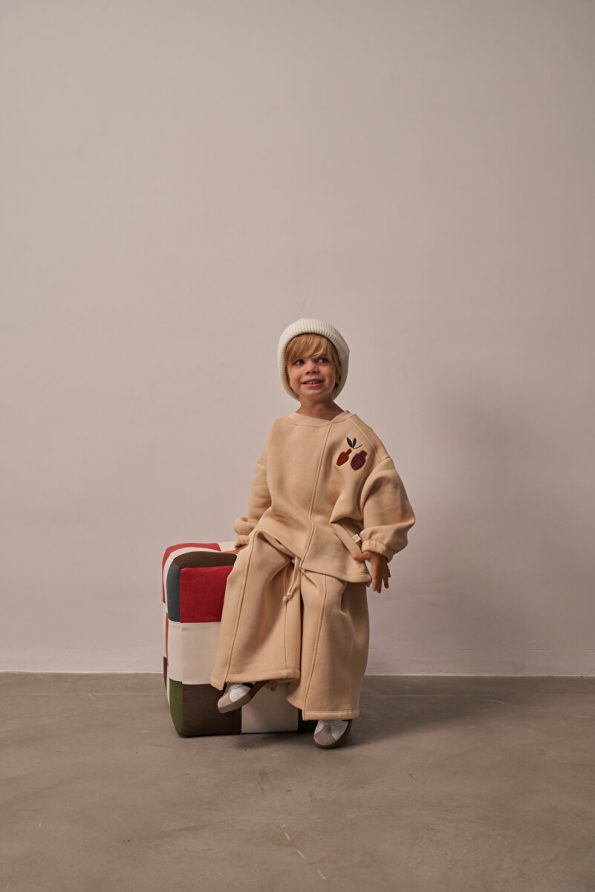 Oh La La Koala Beige Asymmetrical Detail Top and Bottom Set for Kids