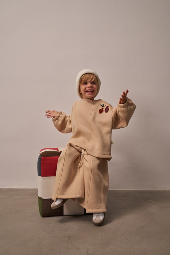 Oh La La Koala Beige Asymmetrical Detail Top and Bottom Set for Kids
