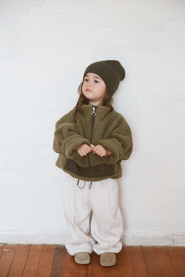 OhlalaKoala Olive Green Wellsoft Half-Zip Kids Jacket 1-6 Years