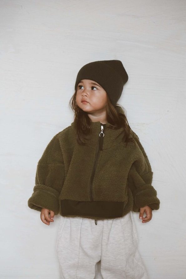 OhlalaKoala Olive Green Wellsoft Half-Zip Kids Jacket 1-6 Years