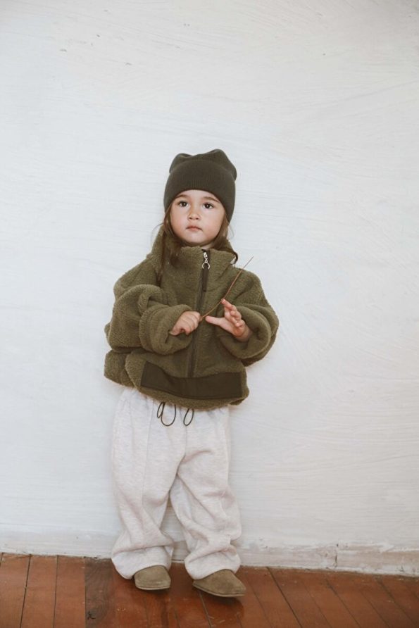 OhlalaKoala Olive Green Wellsoft Half-Zip Kids Jacket 1-6 Years