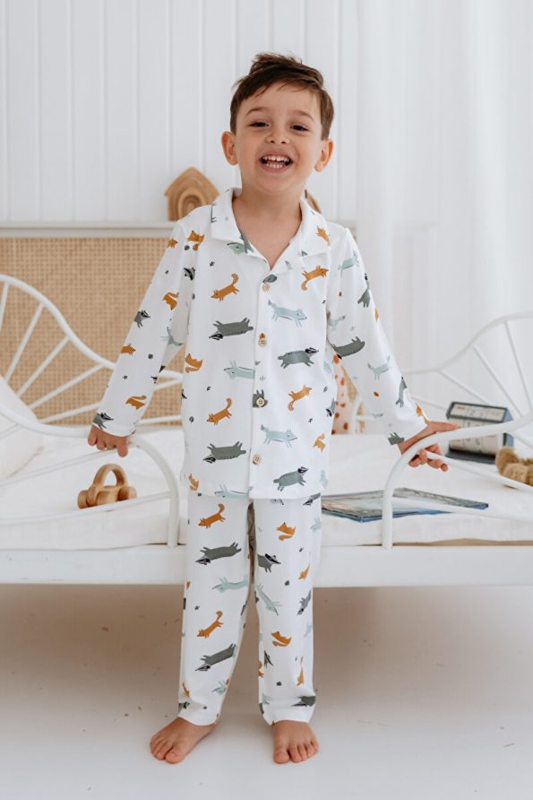 Lilabio Bamboo Fabric Front Button Boys Pajama Set