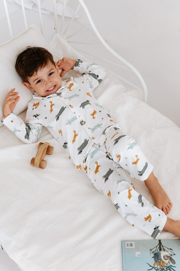 Lilabio Bamboo Fabric Front Button Boys Pajama Set