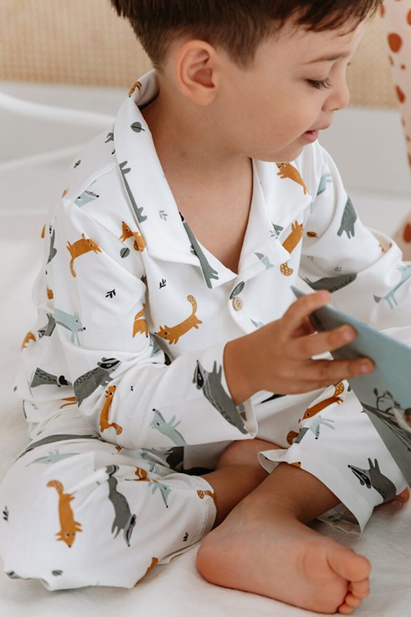 Lilabio Bamboo Fabric Front Button Boys Pajama Set