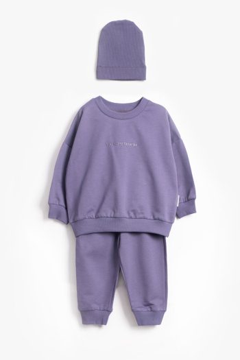 Vauva 3-Piece Baby Tracksuit Set with Hat - Cotton and Soft Fabric