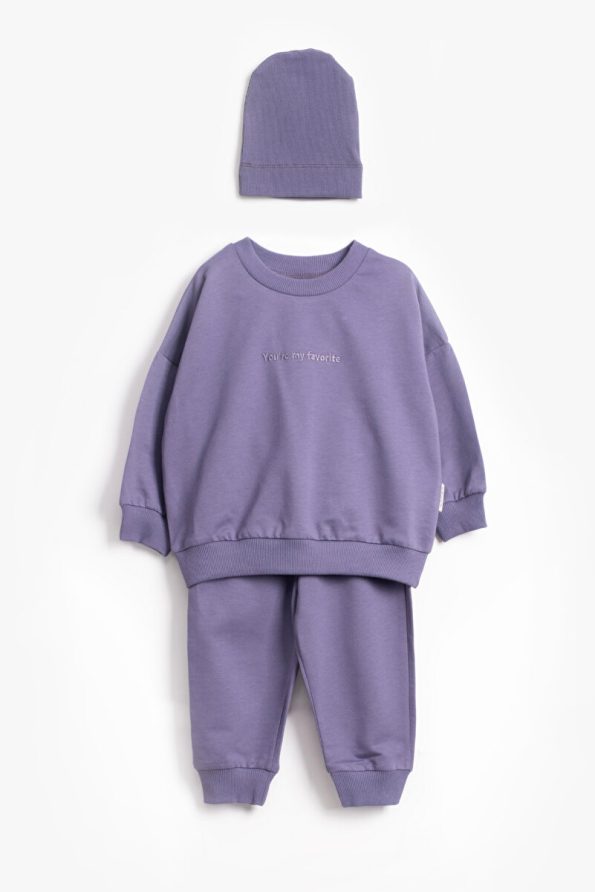 Vauva 3-Piece Baby Tracksuit Set with Hat - Cotton and Soft Fabric