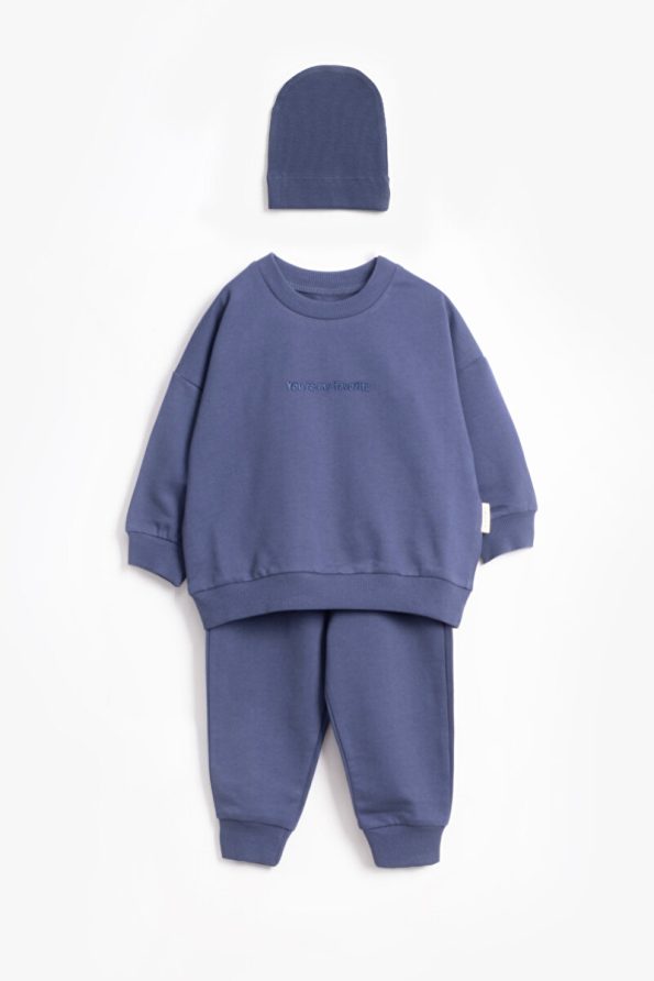 Vauva 3-Piece Baby Tracksuit Set with Hat – Soft Cotton Fabric