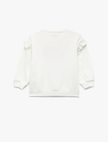 Girls' Long Sleeve Cotton Heart Appliqué Fleece Sweatshirt