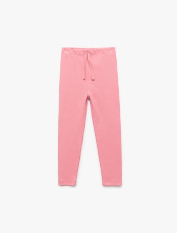 Girls' Cotton Ribbed Elastic Waist Basic Long Leggings