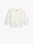 Girls' Baby Basic Textured Sweatshirt with Round Neck and Long Sleeves
