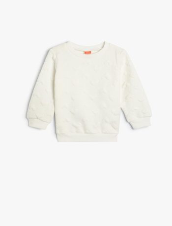 Girls' Baby Basic Textured Sweatshirt with Round Neck and Long Sleeves