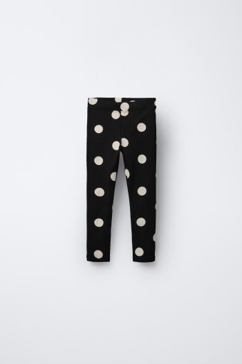 Girls' Cotton Black Polka Dot Sweatshirt and Leggings Set