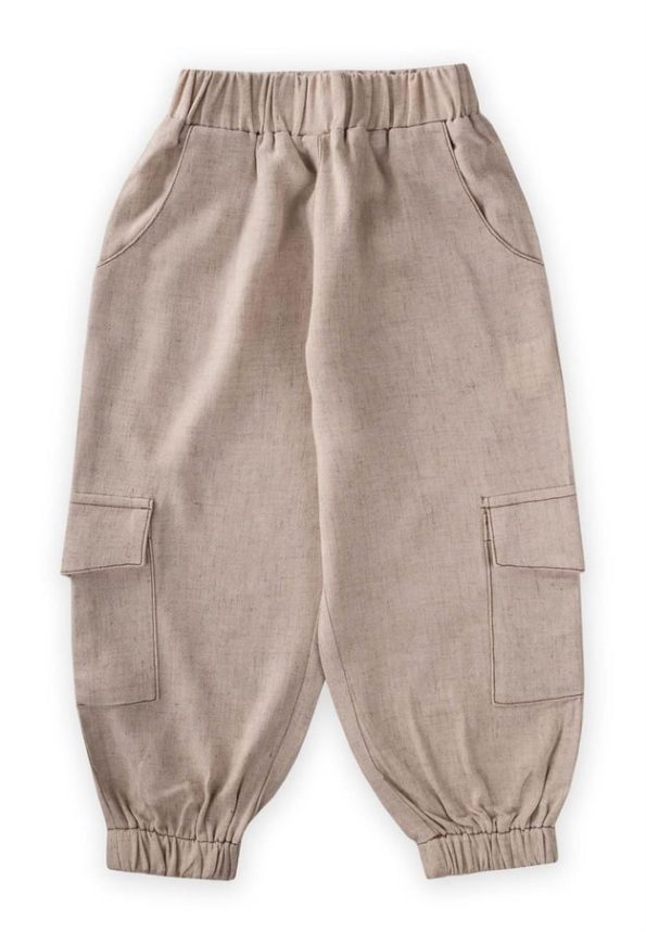 Elastic Cuff Cargo Pants for Kids 2-7 Years Natural