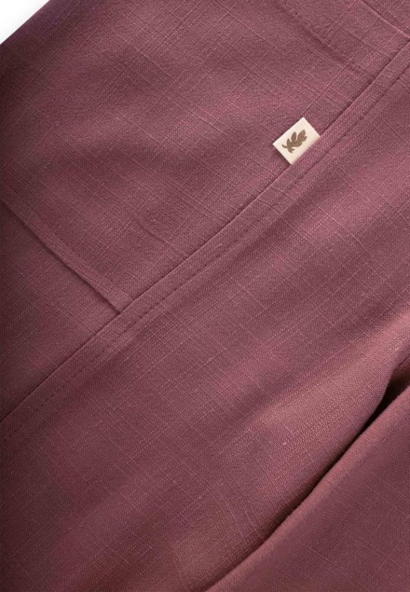 V-Neck Elastic Hem Linen Dungarees for Ages 2-7 - Plum