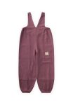 V-Neck Elastic Hem Linen Dungarees for Ages 2-7 - Plum