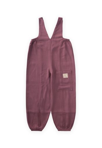 V-Neck Elastic Hem Linen Dungarees for Ages 2-7 - Plum