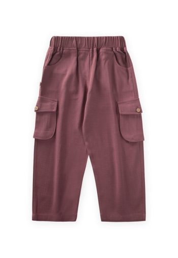 Double Pleated Pocket Linen Pants for Ages 2-7 in Purple