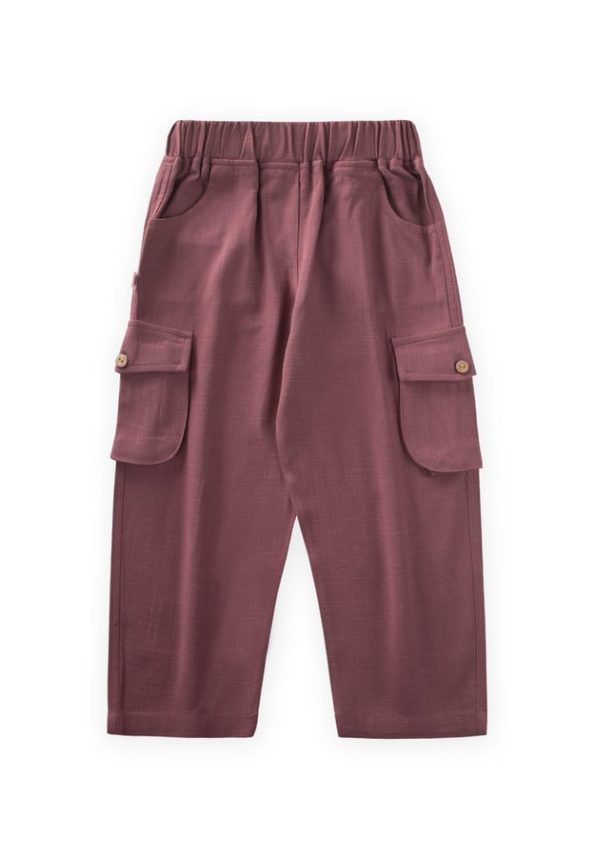 Double Pleated Pocket Linen Pants for Ages 2-7 in Purple