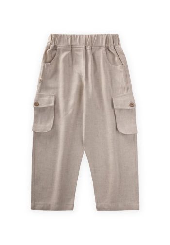 Double Pleat Pocket Linen Pants for Ages 2-7 Natural