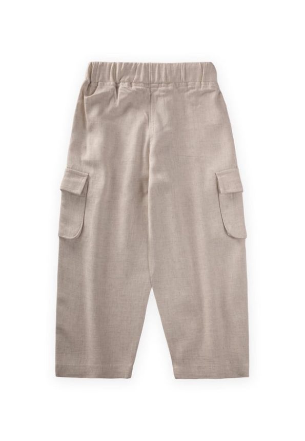 Double Pleat Pocket Linen Pants for Ages 2-7 Natural