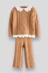 Striped Detail Knit Sweatshirt and Pants Set for Girls