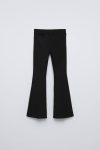 Girls' Cotton Black Flared Pants with Slit Detail