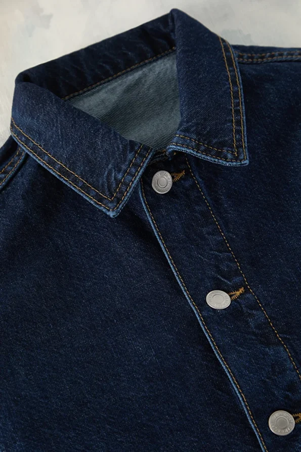 Trendyolmilla Kids Dark Blue Boys' 100% Cotton Pocket Denim Jacket