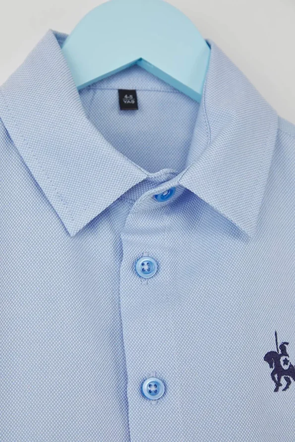 Trendyolmilla Kids Ice Blue Embroidered Regular Fit Shirt for Boys