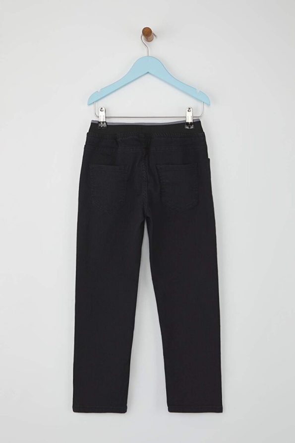 Trendyolmilla Kids Black Boys' Elastic Waist 100% Cotton Straight Denim Jeans